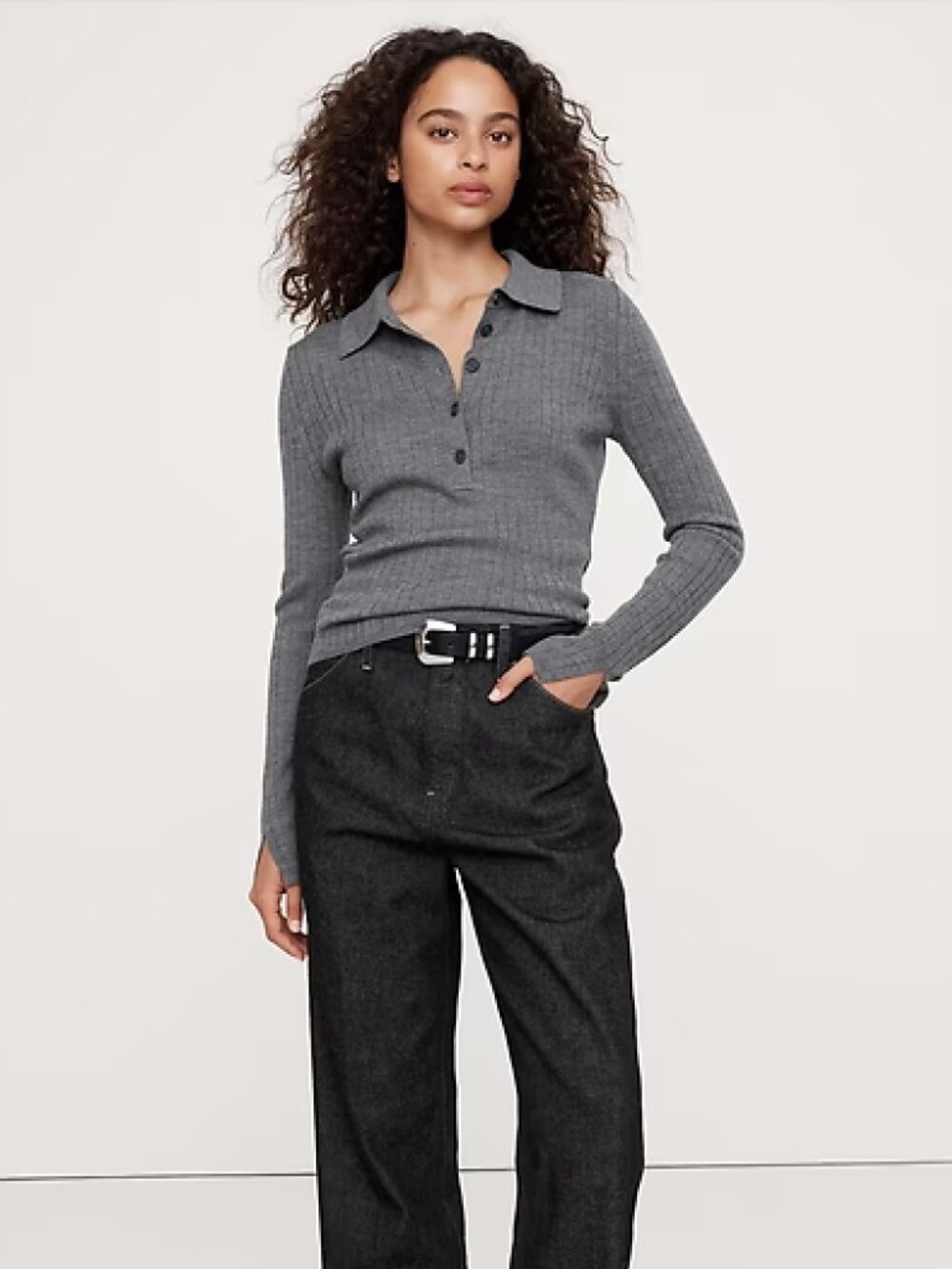 BR Ribbed Merino Sweater Polo